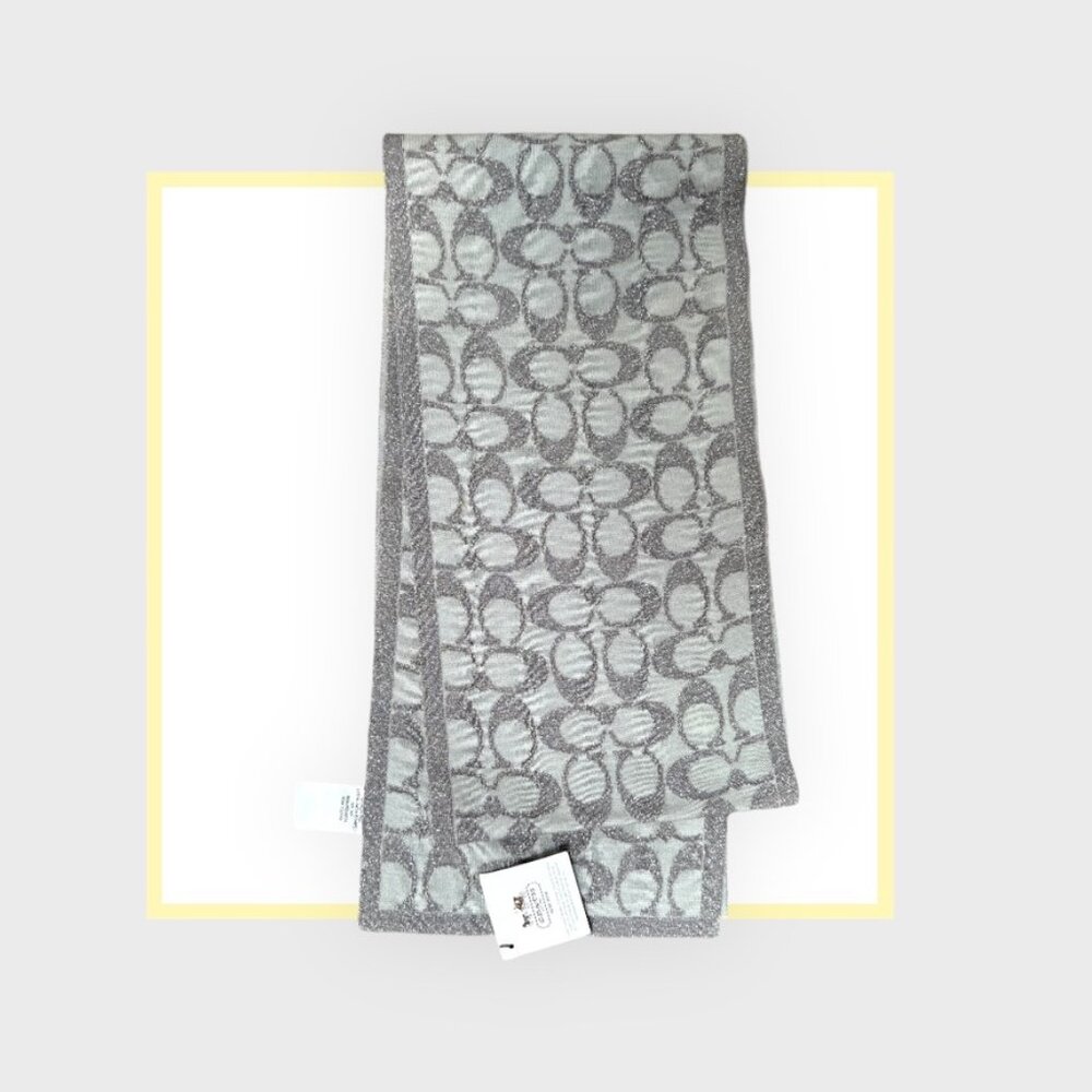 Coach Gray Monogram Scarf